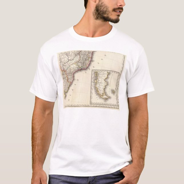 Argentina and Chile Engraved Map T-Shirt (Front)