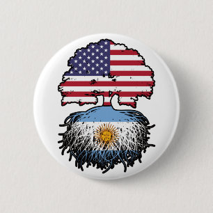 Argentina Argentine American USA Tree Roots Flag 6 Cm Round Badge