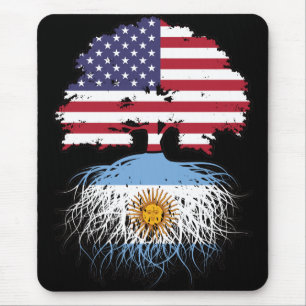 Argentina Argentine American USA Tree Roots Flag Mouse Mat