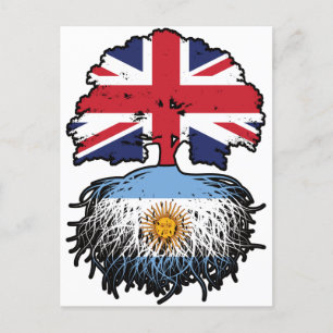 Argentina Argentine British UK Tree Roots Flag Postcard