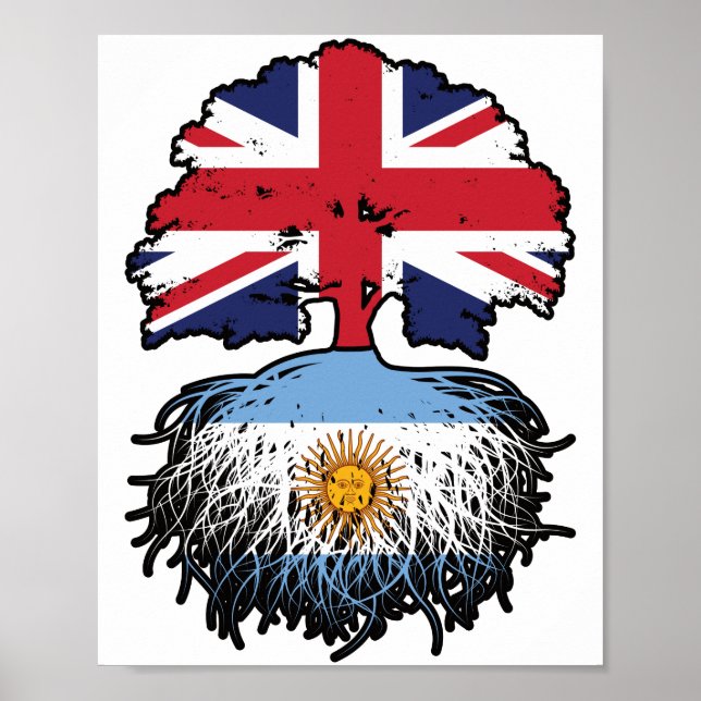 Argentina Argentine British UK Tree Roots Flag Poster (Front)