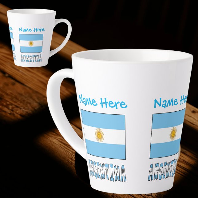 Argentina Argentine Flag Blue Personalisation  Latte Mug (Creator Uploaded)