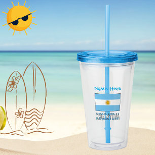 Argentina Argentine Flag Blue Personalised Name Acrylic Tumbler