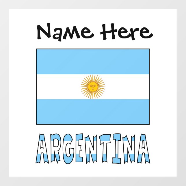 Argentina Argentine Flag Personalised  Window Cling (Sheet)