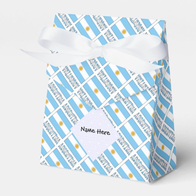 Argentina Argentine Flag Tiled Personalised  Favour Box (Front Side)
