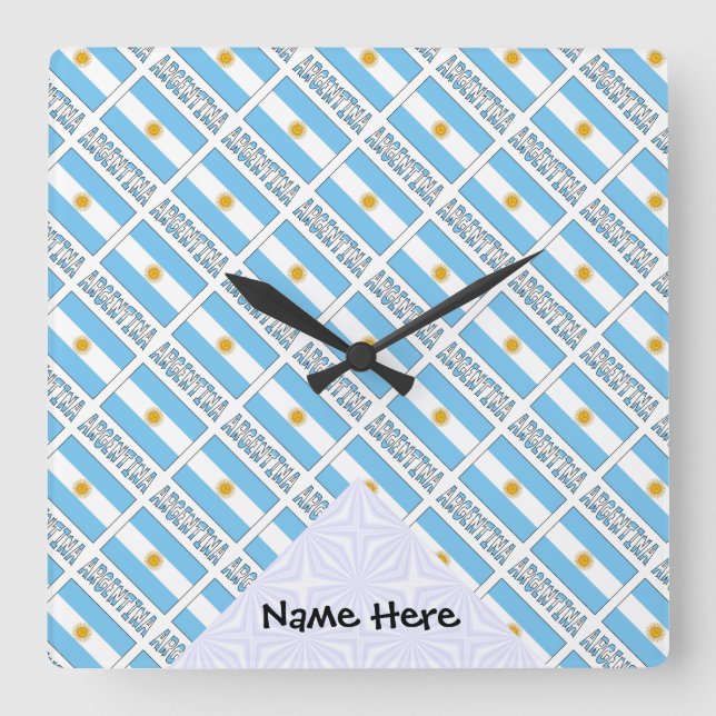 Argentina Argentine Flag Tiled Personalized  Square Wall Clock (Front)