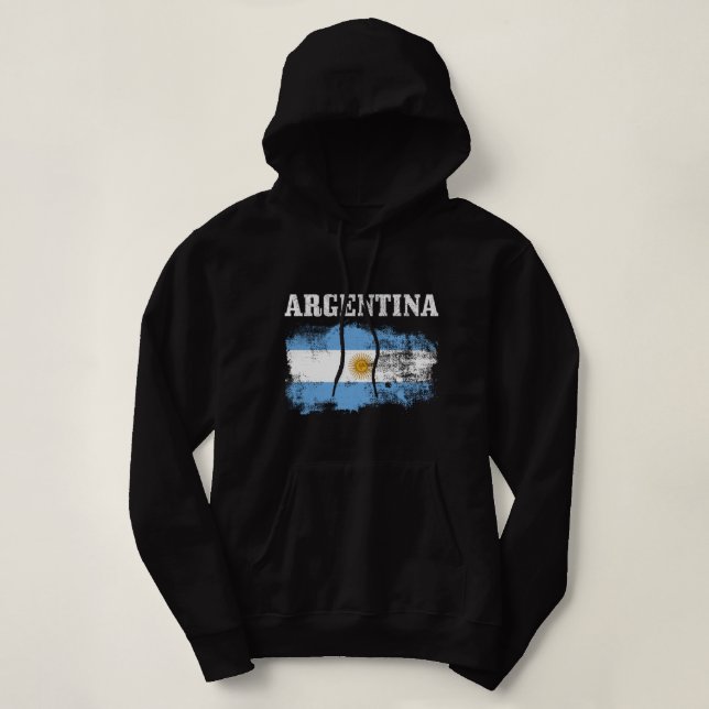 Argentina Argentinian Flag Vintage Argentine Pride Hoodie (Design Front)