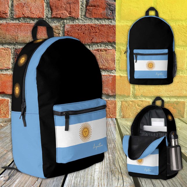Argentina, blk backpack, Argentina Flag /patriotic Printed Backpack (Creator Uploaded)