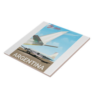 Argentina "By Air" vintage flight poster Tile