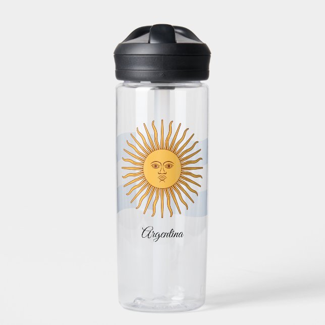 Argentina Coat of Arms, Sun, Flag, Argentina Water Bottle (Front)