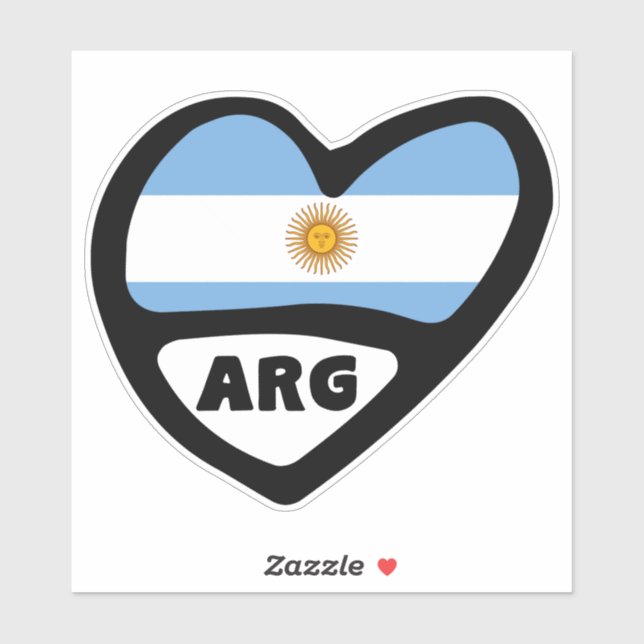 Argentina Country Code Flag Heart ARG (Sheet)