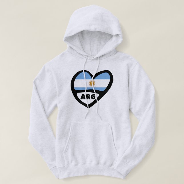 Argentina Country Code Flag Heart ARG Hoodie (Design Front)
