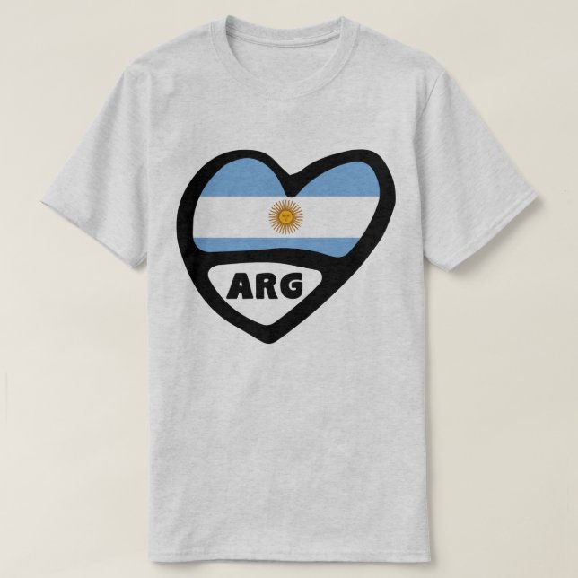 Argentina Country Code Flag Heart ARG T-Shirt (Design Front)