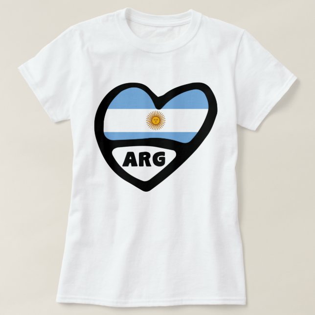 Argentina Country Code Flag Heart ARG T-Shirt (Design Front)