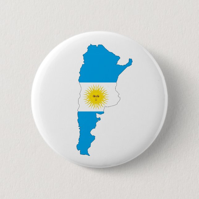 argentina country flag map shape symbol 6 cm round badge (Front)