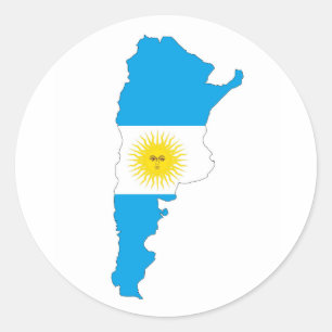 argentina country flag map shape symbol classic round sticker