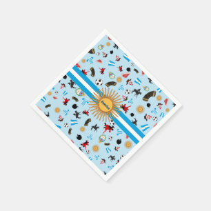 Argentina- country flag with famous icons napkin