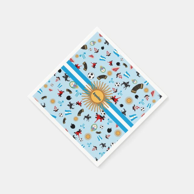 Argentina- country flag with famous icons napkin (Corner)