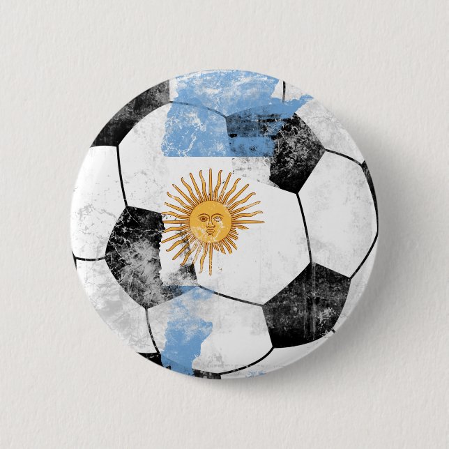 Argentina Distressed Soccer 6 Cm Round Badge (Front)