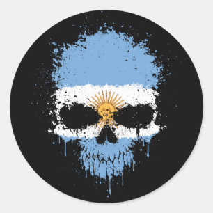 Argentina Dripping Splatter Skull Classic Round Sticker