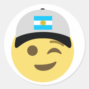 Argentina Emoji Baseball Hat Classic Round Sticker