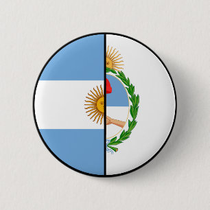 Argentina Flag and Coat of Arms Patriotic 6 Cm Round Badge