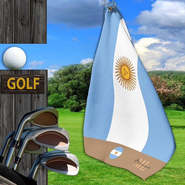 Argentina flag & Argentina monogrammed Golf /sport Golf Towel (Creator Uploaded)