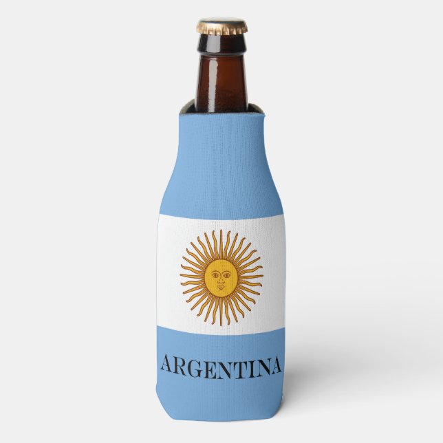 Argentina flag Bandera De Argentina Bottle Cooler (Bottle Front)
