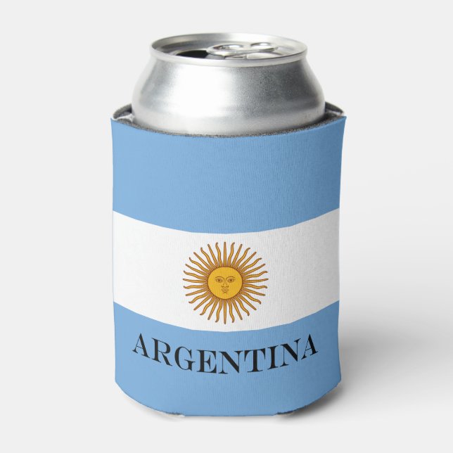Argentina flag Bandera De Argentina Can Cooler (Can Front)