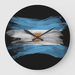 Argentina flag brush stroke, national flag large clock