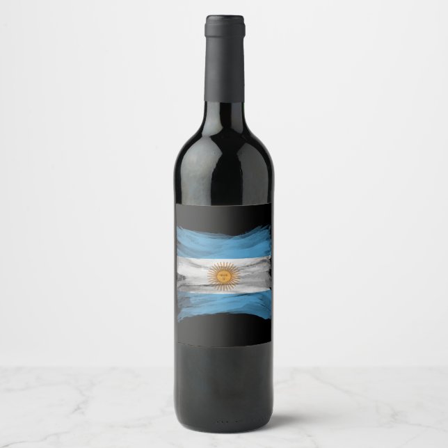 Argentina flag brush stroke, national flag wine label (Front)