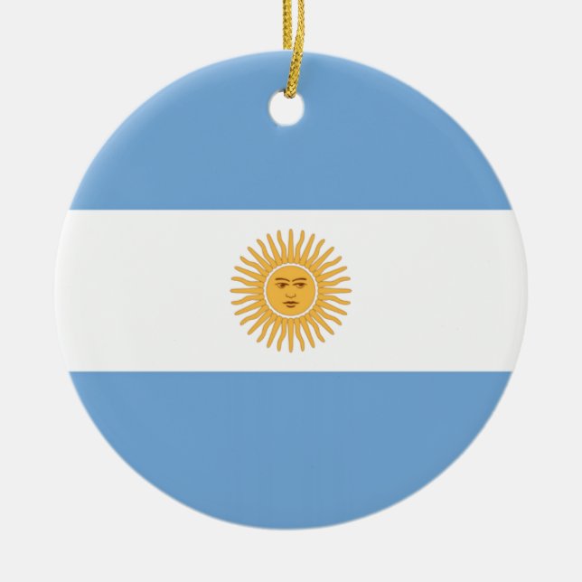 Argentina Flag Ceramic Tree Decoration (Front)