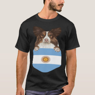 Argentina Flag Collie Dog In Pocket T-Shirt