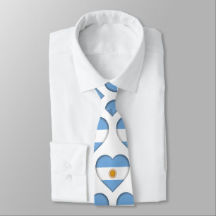 Argentina Flag Colours Heart Pattern Neck Tie