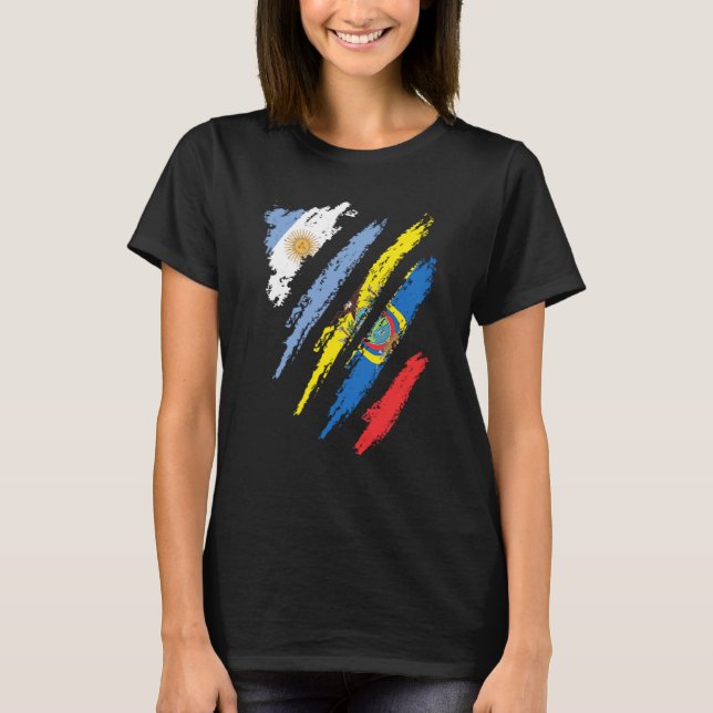 Argentina Flag Ecuador Grown Patriot Country Strip T-Shirt (Front)