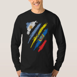 Argentina Flag Ecuador Grown Patriot Country Strip T-Shirt
