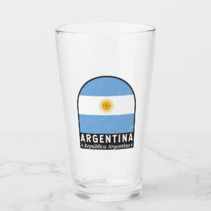 Argentina Flag Emblem Distressed Vintage Glass