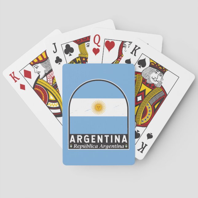 Argentina Flag Emblem Distressed Vintage  Playing Cards (Back)