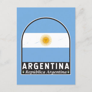 Argentina Flag Emblem Distressed Vintage Postcard