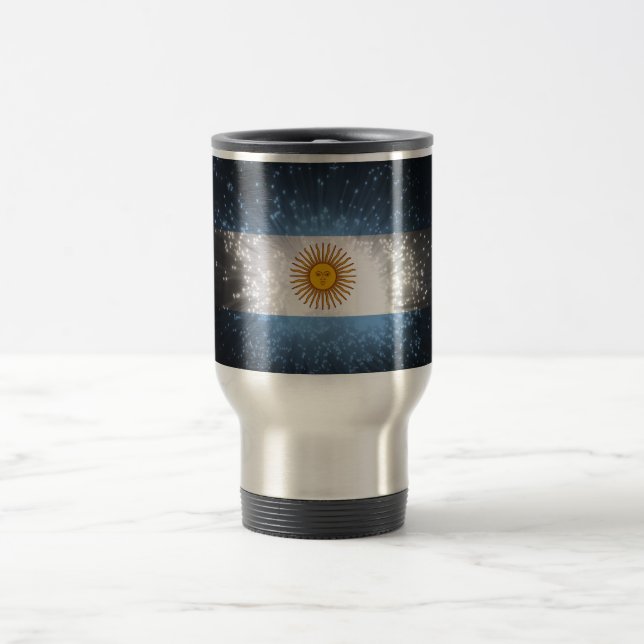 Argentina Flag Firework Travel Mug (Center)