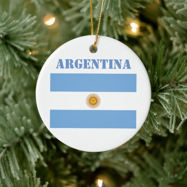 Argentina Flag Footballs Soccer Argentine Blue Ceramic Tree Decoration (Tree)