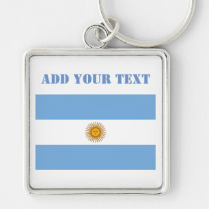 Argentina Flag Footballs Soccer Argentine blue Key Ring
