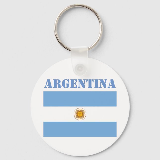 Argentina Flag Footballs Soccer Argentine Blue Key Ring (Front)