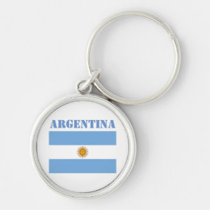 Argentina Flag Footballs Soccer Argentine Blue Key Ring