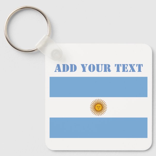 Argentina Flag Footballs Soccer Argentine Blue Key Ring (Front)