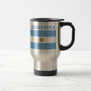 Argentina Flag Footballs Soccer Argentine Blue Travel Mug