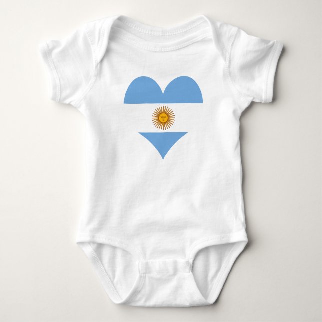 Argentina flag heart baby bodysuit (Front)