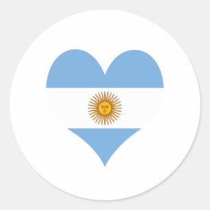 Argentina flag heart classic round sticker