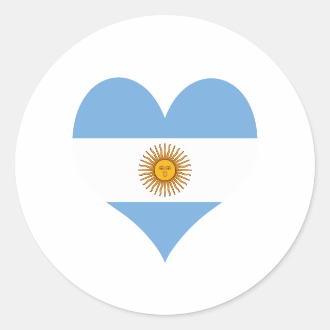 Argentina flag heart classic round sticker (Front)