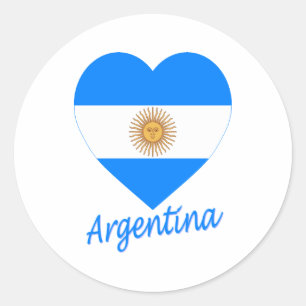Argentina Flag Heart Classic Round Sticker
